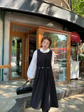 黒色ストーンプリントのタンクトップワンピース【ホワイトシャツ付き・ルーズフィット・大きいサイズ対応】（セットアップ対応）