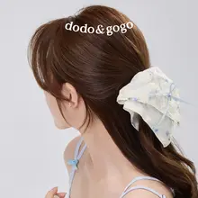 国風デザインの水墨風リボンヘアアクセサリー【レースバンド・飾り付き】