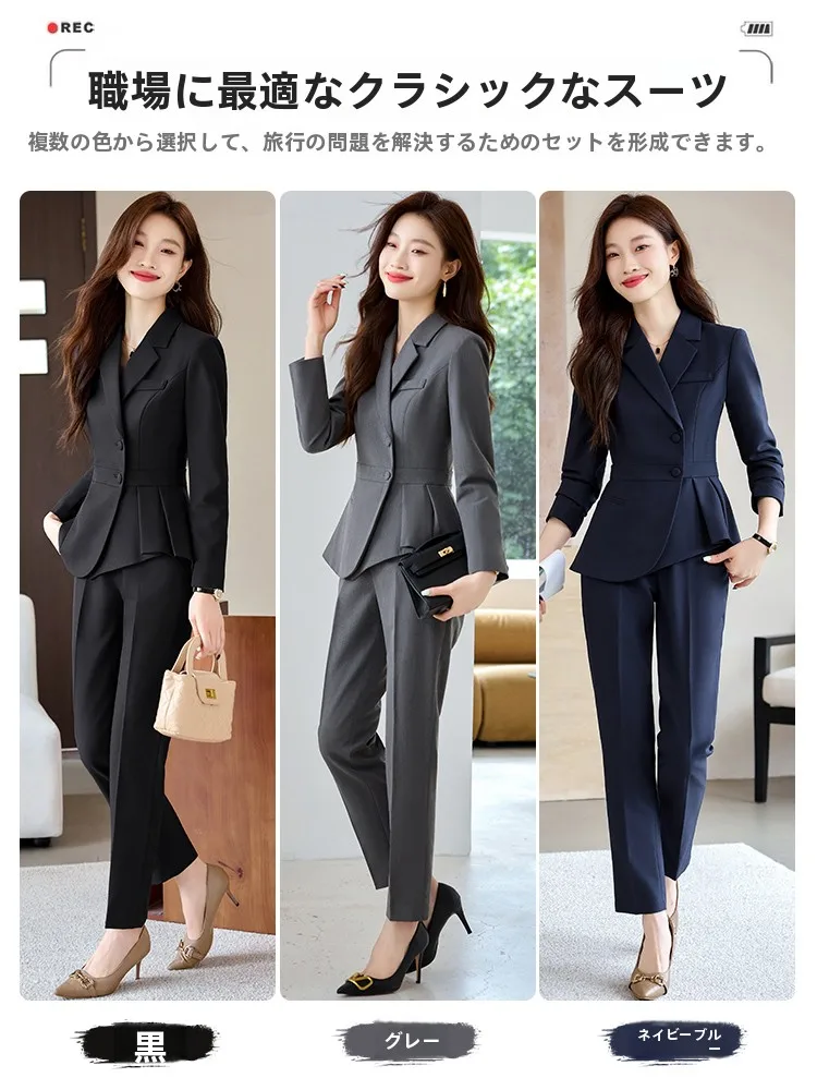 上品なデザインの職業用ダークブルースーツ：制服風のビジネスシーンで実用性を実証