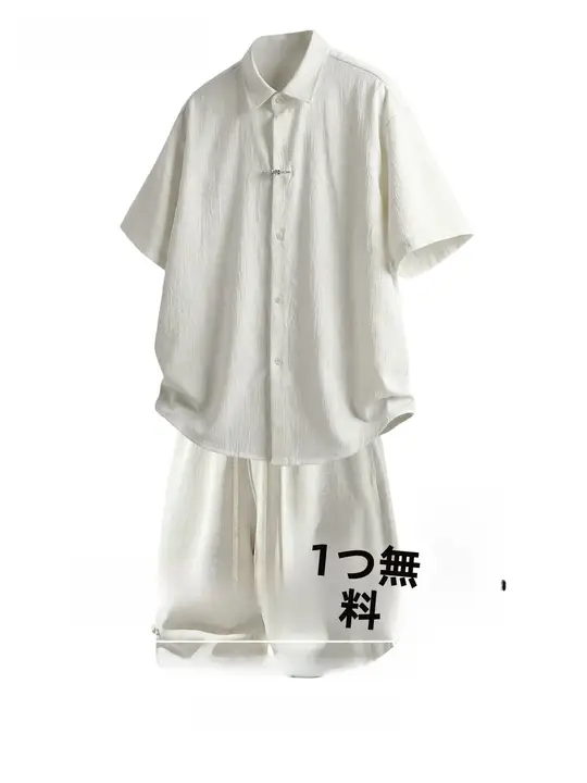 新中式デザインの氷丝半袖シャツ【男性用・夏向け・ファッショナブル】（セットアップ対応）