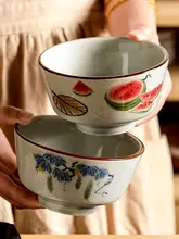 西瓜柄の個人用精致ボウル【五寸・陶器製・食器】
