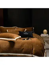 全消光彫刻デザインの牛乳フリース厚手布団カバー【欧風・冬季用・保温】（セットアップ対応）