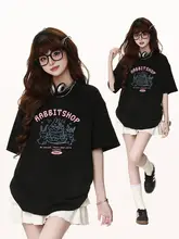 可愛いウサギ柄の短袖Tシャツ【カジュアル・夏用・学生向け】