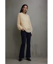 デザイン性の高いゆったりとしたレースニットトップス【夏秋向け】（セットアップ対応）