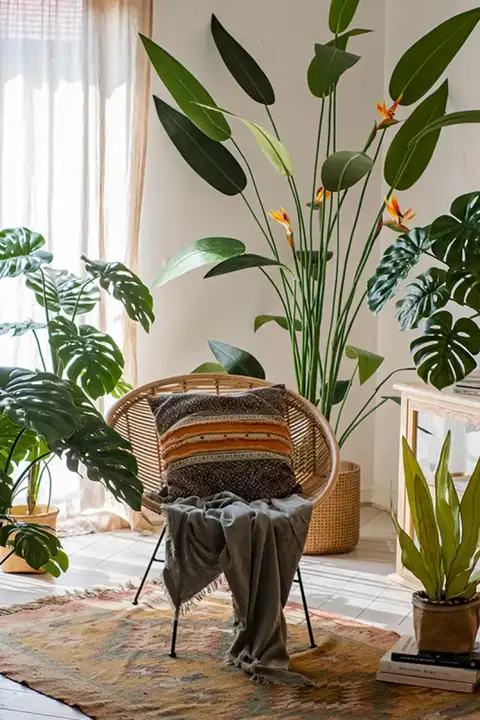 北欧風 大型人工観葉植物 モンステラ・バナナの木【ホテルロビー用・インテリア装飾】