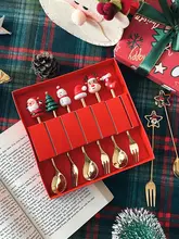 クリスマスギフト キャラクターカトラリーセット【ステンレス製コーヒースプーン・フルーツフォーク・家庭用】