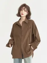 春用のカジュアル長袖シャツ【無地・ゆったりフィット・女性用】