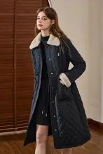中綿コート レディース ファーカラー 菱形キルティング ロング丈 上品 きれいめ 冬