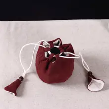 手作りコットンリネン携帯用布袋【 drawstring・収納袋・旅行用】（セットアップ対応）