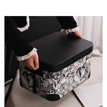 中古風レザー収納ボックス【花柄デザイン・家庭用・飾り付き】