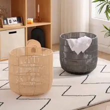防水プラスチック製バスルーム用ランドリーバスケット【軽量・収納用・洗濯物入れ】