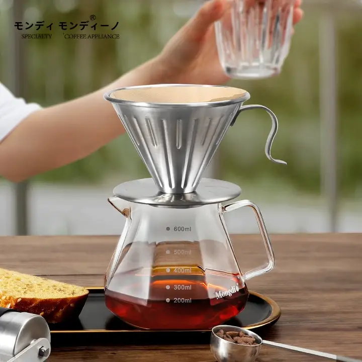 Mongdio V60 コーヒー抽出セット【ステンレスフィルター・シェアポット付き】