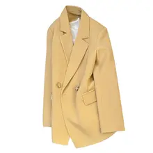 デザイン性の高いイエローのカジュアルブレザー【通勤・秋用】