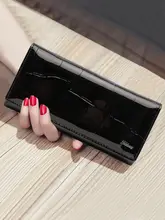 女性用 本革ロングクラッチ財布【光沢仕上げ・多カード収納・折りたたみ・大容量】