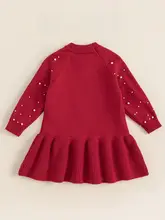 秋冬用 魚尾デザインの子供用ドレス【ビーズ装飾・赤のニットスカート・お祝い用】（セットアップ対応）