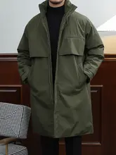 デザイン性のあるミリタリースタイル ダウンジャケット【中長丈・軍用グリーン・立ち襟】