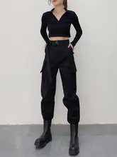 高ウエスト 黒色カジュアルジョガーパンツ【女性用・フィット感・秋冬用】