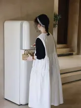 夏用・ふんわりフレンチスリーブワンピース【フィット・文芸風・ビンテージスタイル】（セットアップ対応）