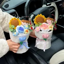 かわいい編み物のひまわりとバラの花束【卒業祝い・贈り物に最適】