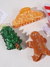 クリスマスシリーズのオーナメントヘアクリップ【ジンジャーブレッドマン・サメデザイン】