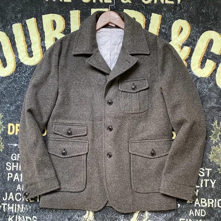 ウール混紡の花柄ハンティングジャケット【アメリカンスタイル・多ポケット・厚手・トレンド】（セットアップ対応）