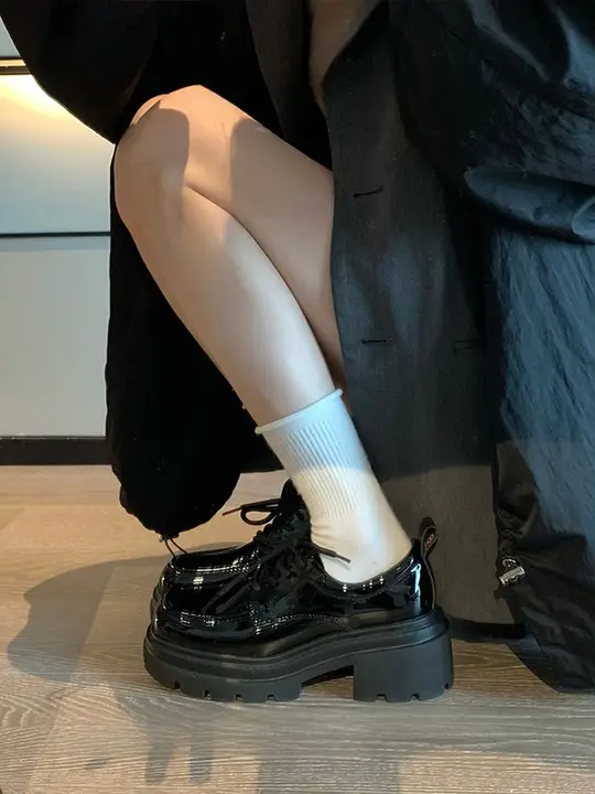 春秋向け 英倫風 ハイヒールレースアップシューズ【厚底・女性用・JKスタイル】（セットアップ対応）