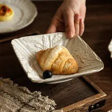 フランス風立体デザインの食器プレート【家庭用・レトロスタイル・デザート皿・サラダボウル・ステーキ・パスタ・魚料理用】