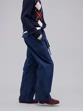 レトロシルエットのレディース弯刀ベルト付きワイドパンツ【秋用・カジュアル工装風】（セットアップ対応 ）