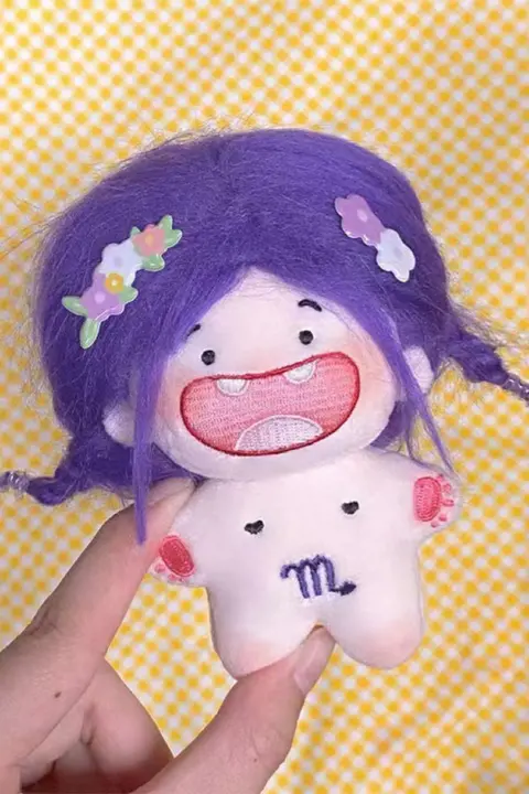 がたがた歯付き綿の女の子人形 十二星座ぬいぐるみキーチェーン 蟹座と牡牛座の誕生日プレゼント