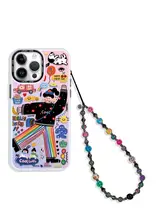 火山石デザインのスマホ用吊り下げストラップ【かわいい笑顔モチーフ・ショートタイプ・iPhoneケース対応】