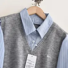 春のファッション！POLOカラーのニットセーター【カラー系・カジュアル・バイカラー・アカデミックスタイル】（セットアップ対応）