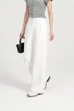 小柄女性向けホワイトモダール素材のルーズフィットパンツ【感・春秋用・ワイドレッグ】