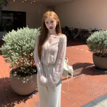 マハ毛のダイヤモンドパターンキャミソールカーディガン【秋用・ファッショナブル・二色展開】（セットアップ対応）