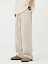 高級麻素材の冬用メンズストレートパンツ【フィット・カジュアル・秋用】