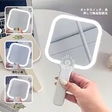 メイクミラー LEDライト付き 折りたたみ ハンドタイプ 携帯用 クリア レディース 旅行 外出先
