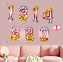 グラデーションカラーの数字型アルミ箔バルーン【誕生日パーティー用・レインボーカラー】