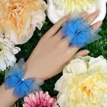 立体的なブルーバタフライブレスレット【ダンス装飾用・ストラップ付き】