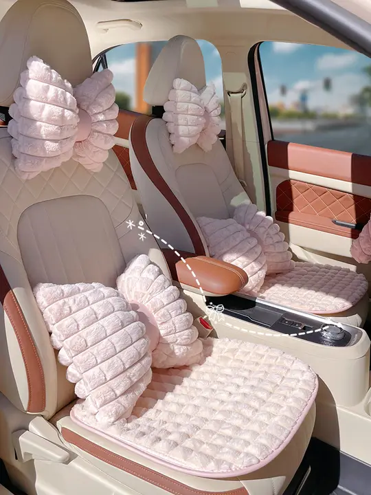 可愛い女性用 車のヘッドレスト＆腰枕セット【季節問わず・クッション2個セット・泡製デザイン】