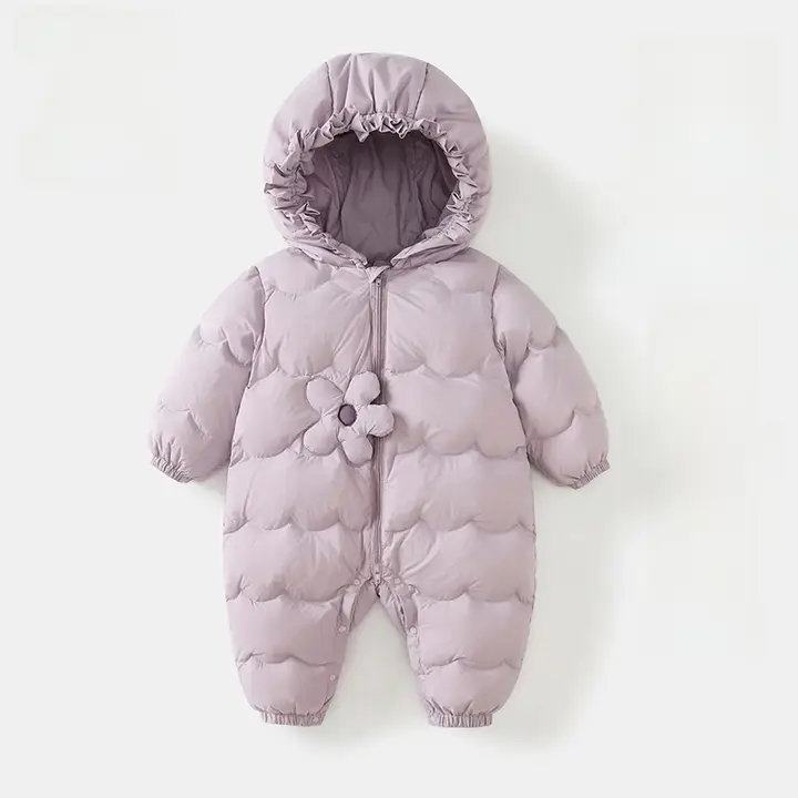 赤ちゃん用の冬季ダウンオールインワン【防寒・フード付き・抱っこ用】