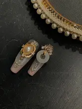 ヴィンテージ風ネイル装飾【金属製・ダイヤモンドとジルコニア・パール付き】
