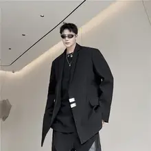 個性的なデザイン！メンズ春用カジュアルジャケット【金属装飾付き・ルーズフィット・コーディネートに最適】