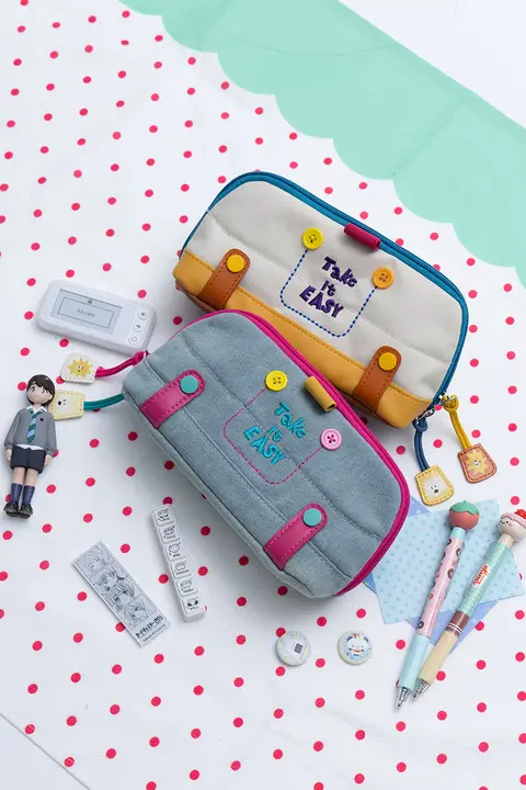かわいい立てて使える翻折式学生用ペンケース【大容量・多機能・文房具収納】（セットアップ対応）