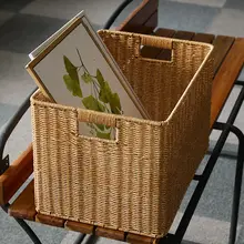 収納バスケット 引き出し式 蓋付き プラスチック 籐編み風 おもちゃ収納 クローゼット 食器棚 北欧風 大きめ 「Kens」