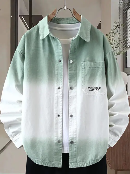 グラデーション刺繍入りデニム長袖ジャケット【ユース・秋冬用】