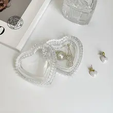 レトロデザインのガラス製ジュエリー収納ボックス【浮彫り・インテリア用・デスクトップ装飾】