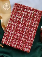 クリスマスゴールド織りレッド手作り布製ノートカバー【手帳用・贈り物】