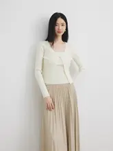 杏色花柄ニットカーディガンとベストのセットアップ（セットアップ対応）