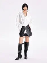高腰半身スカート【美式デザイン・レザー・気品ある仕上がり】（セットアップ対応）