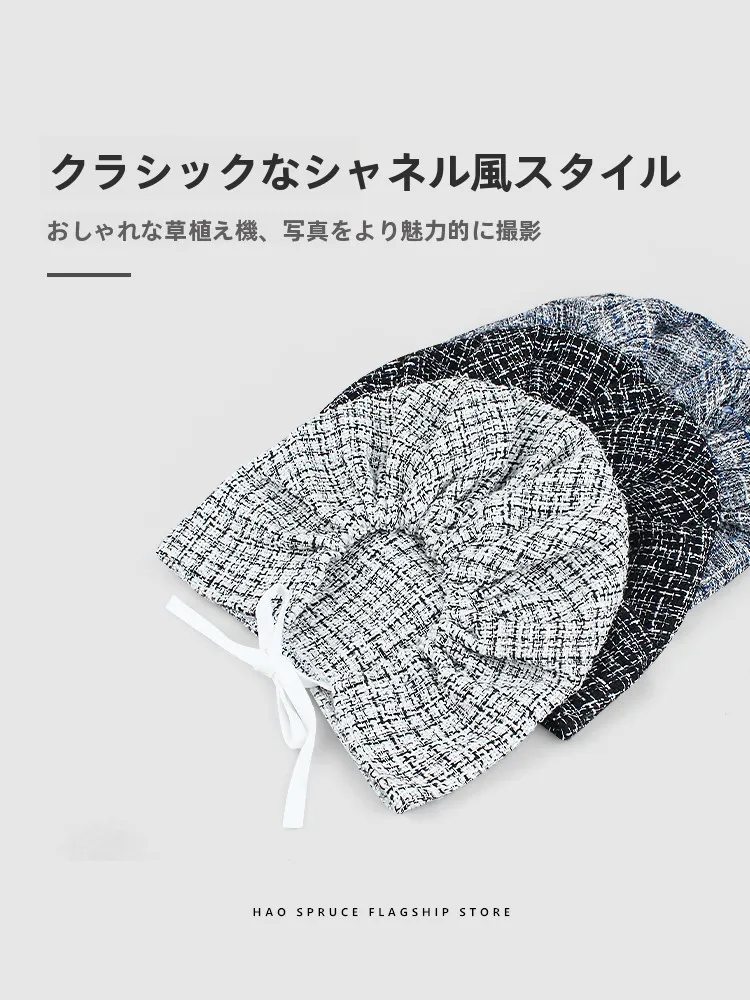 チェック柄デザインのフード付きキャップ：春秋用スタイリッシュなユニセックススタイル