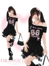 ワンショルダーTシャツ レディース 蝶結び アメカジ ヴィンテージ ギャル 着痩せ タイト ウエストシェイプ 夏